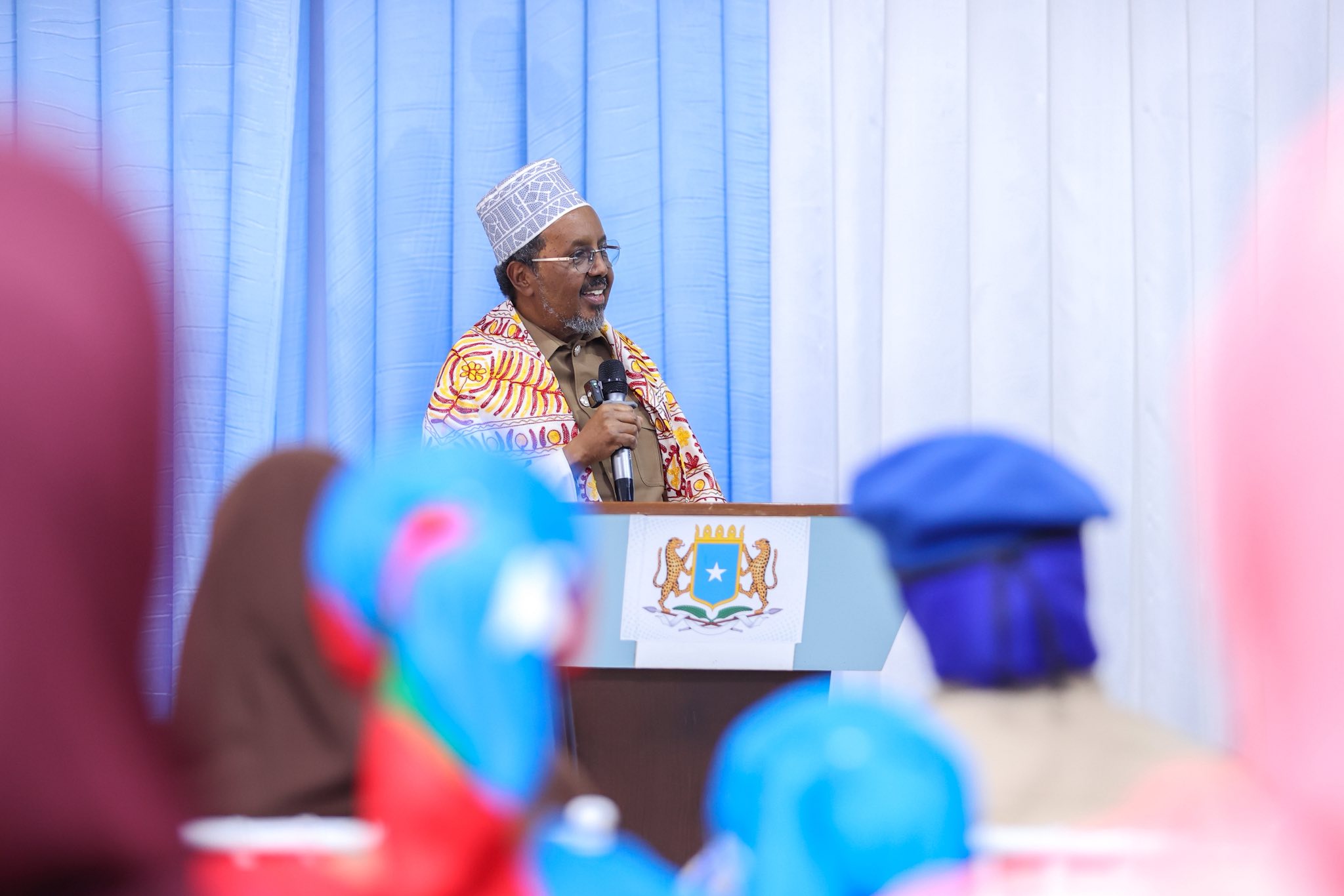 Somali President Hassan Sheikh Mohamud speaks in Baidoa on Southwest State elections.